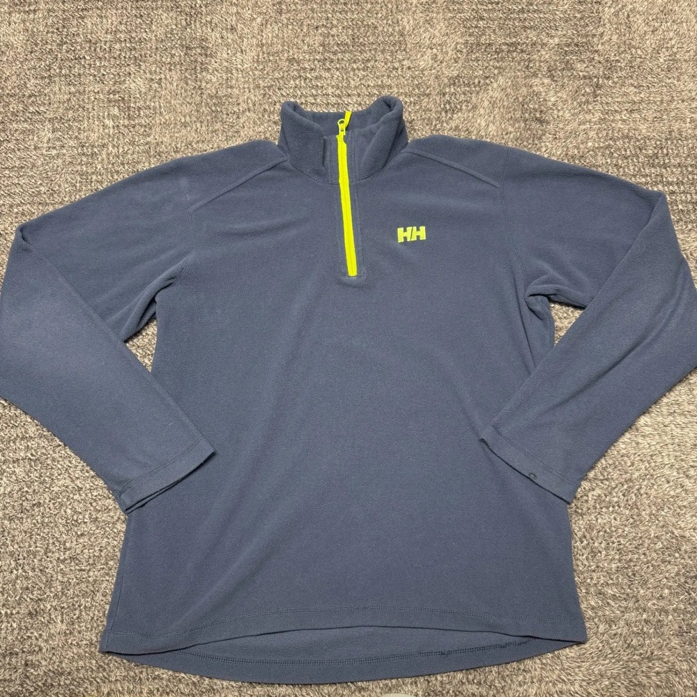 Helly‎ Hansen Mens Fleece Pullover L Blue Polartec 1/4 Zip Sweatshirt